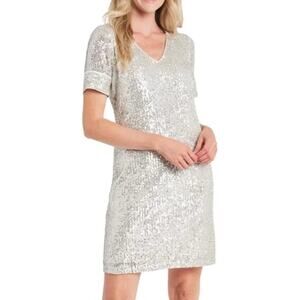 CeCe Champagne Sequined Mini Dress Size Large NWT Special Occasion Cocktail